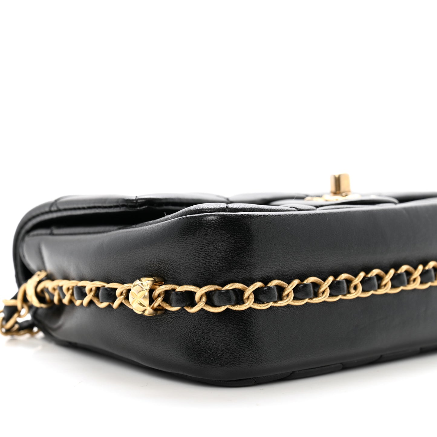 Lambskin Quilted Chain Around Mini Flap Bag Black