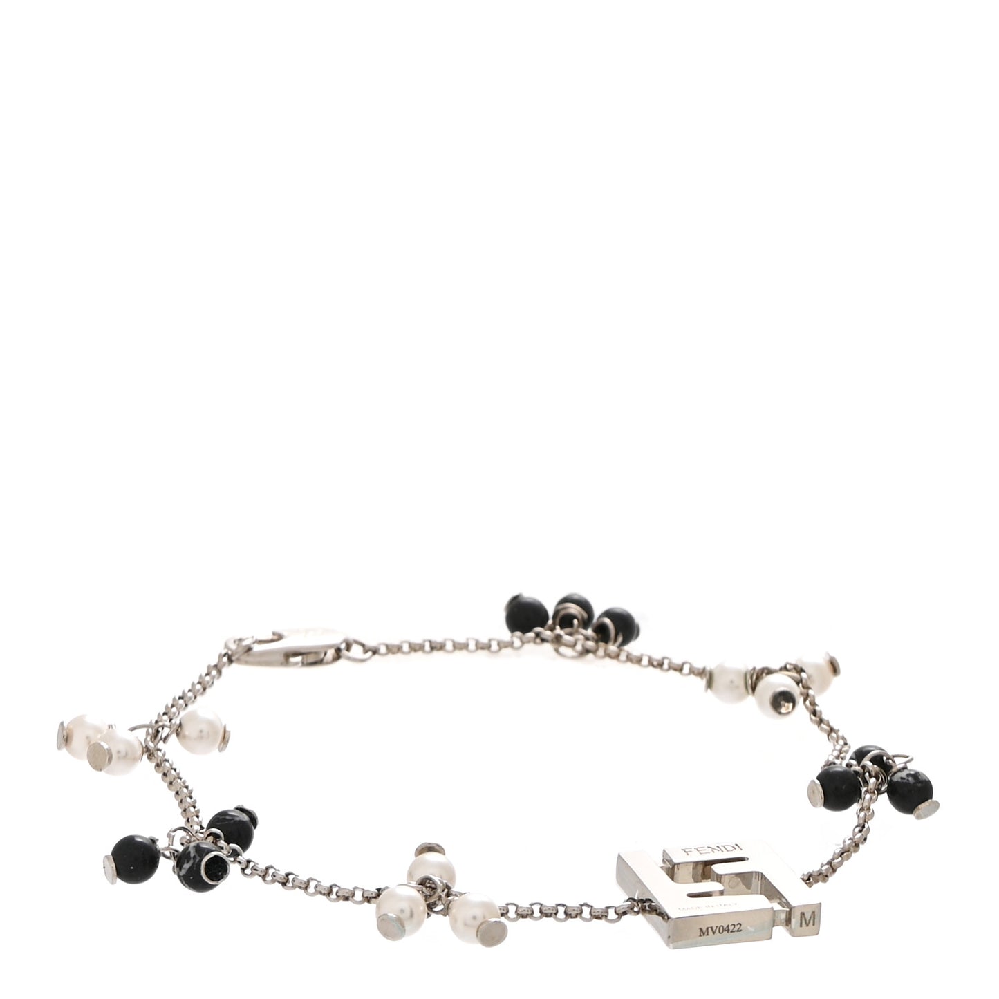 Metal Pearl FF Bracelet M Silver Black
