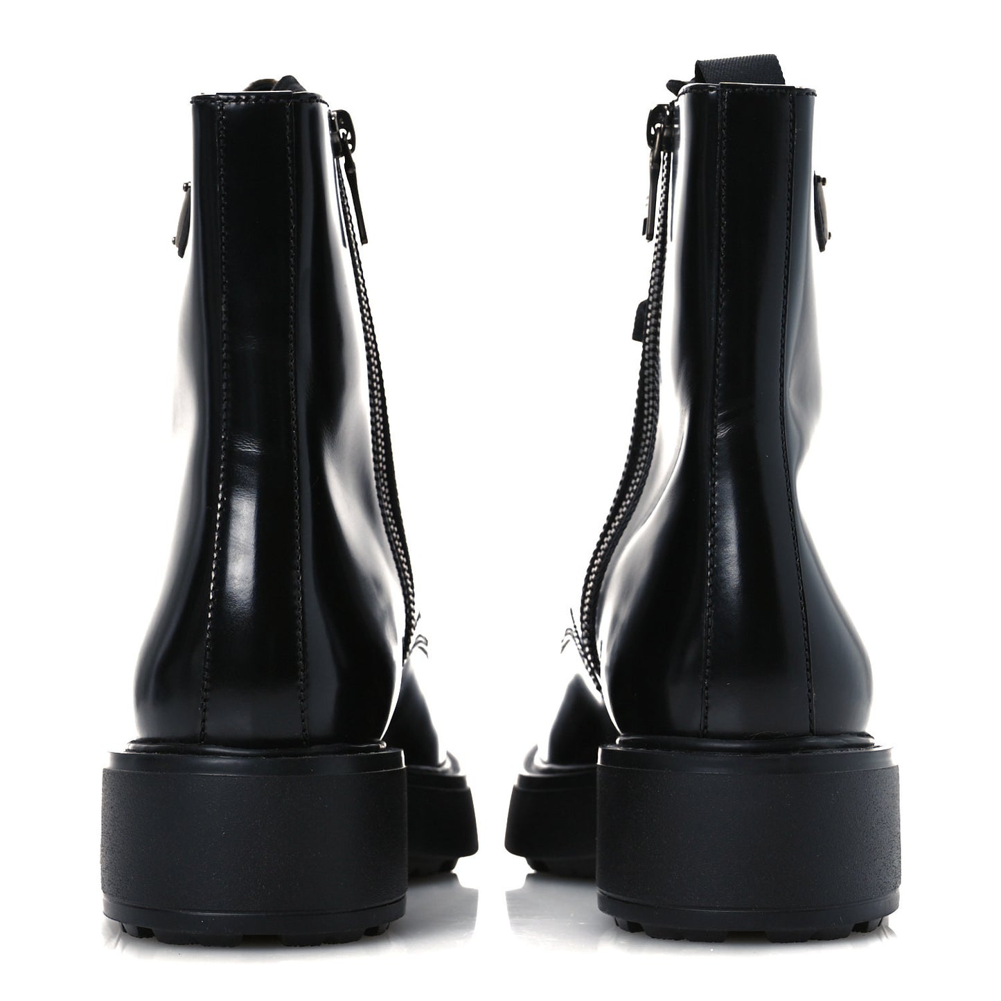 Brushed Calfskin Triangle Combat Boots 39.5 Black