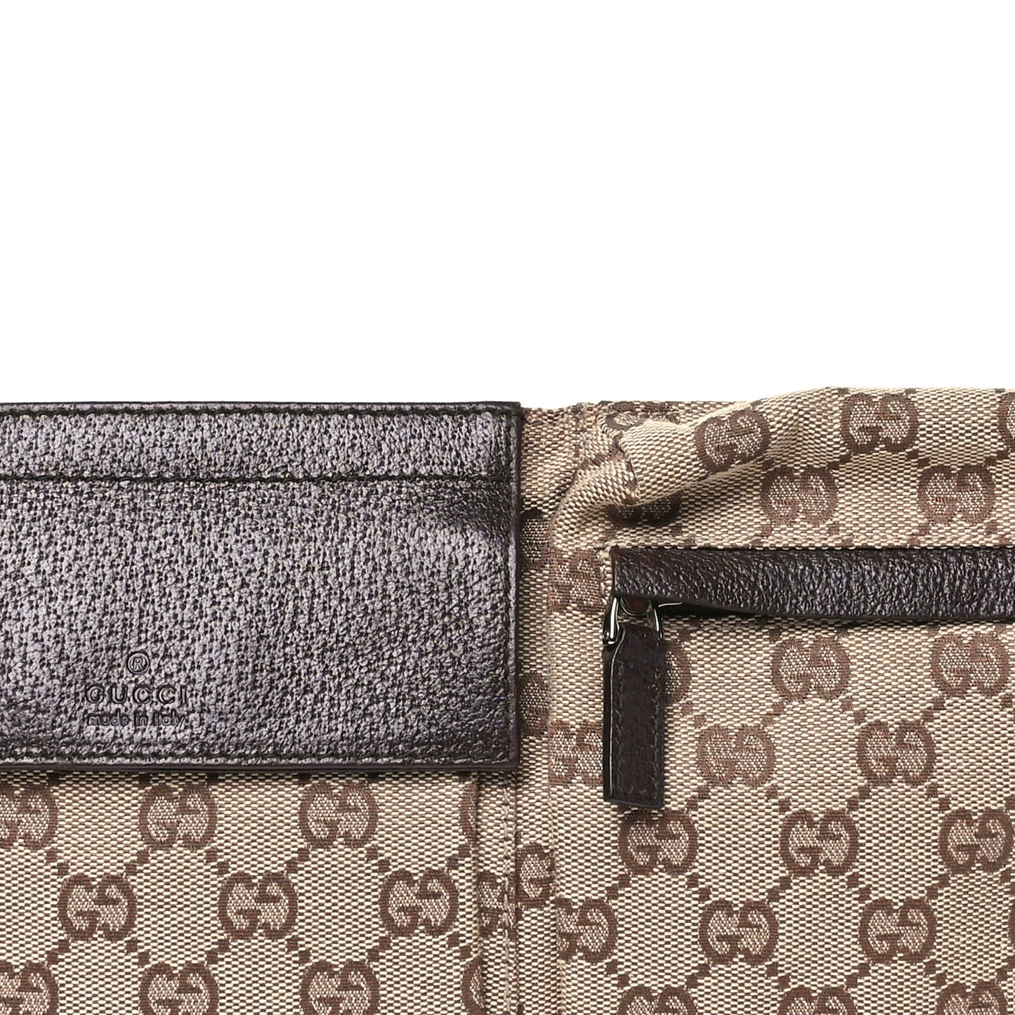 GG Monogram Double Pocket Belt Bag Dark Brown