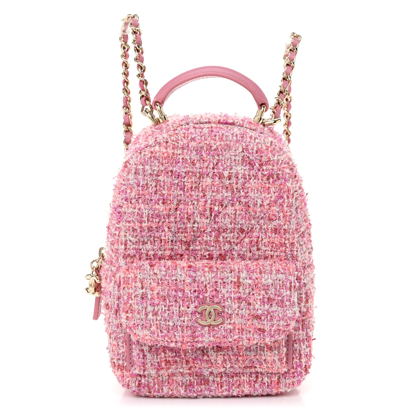 Tweed Quilted CC Mini Classic Backpack Pink