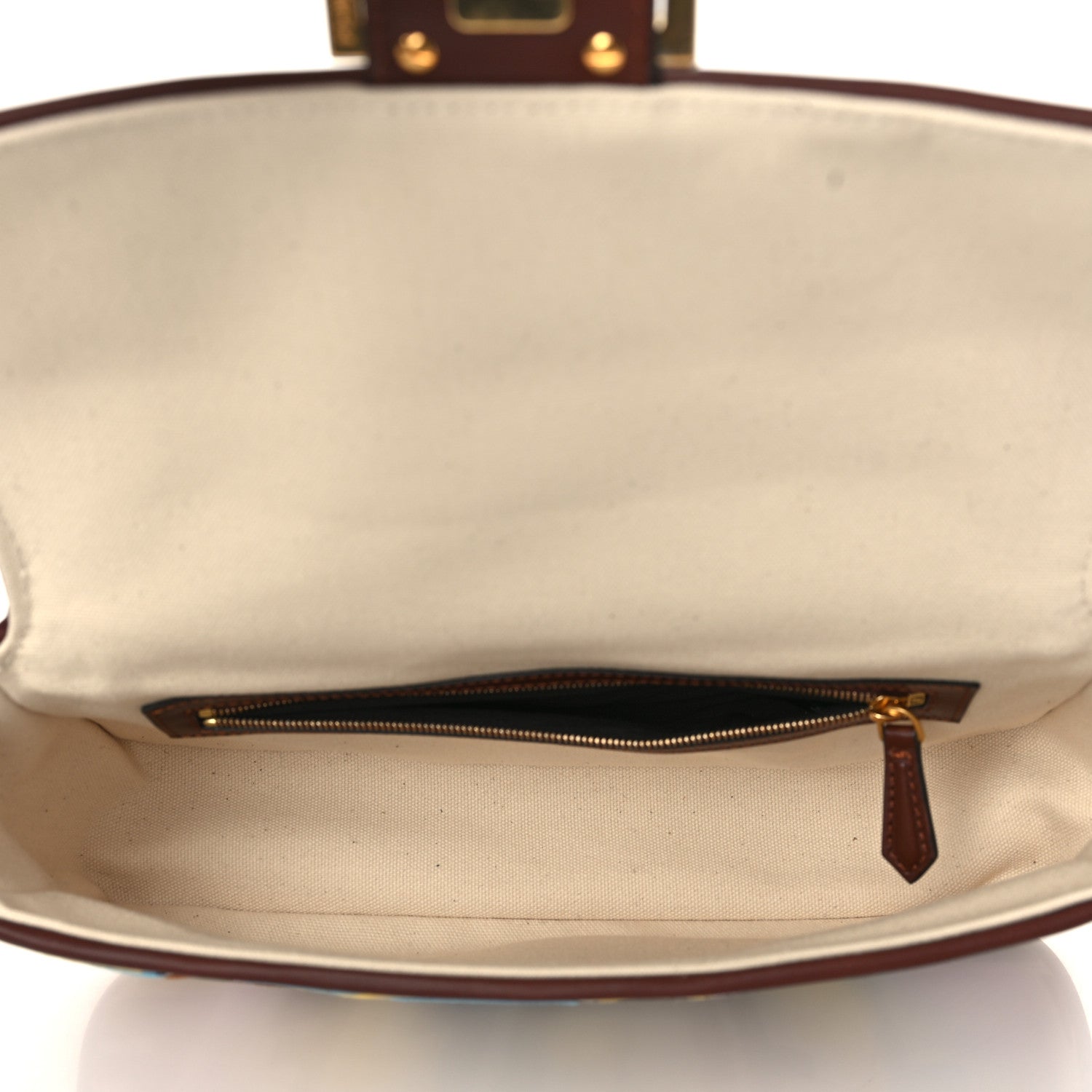 Fendi X SARA COLEMAN Canvas Vitello King Seta FF Fish Eye Embroidered Baguette Grezzo Multicolor Ghianda 5 of 10