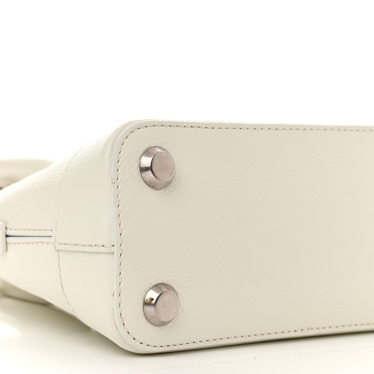 Grained Calfskin XXS Ville Top Handle Bag White Black