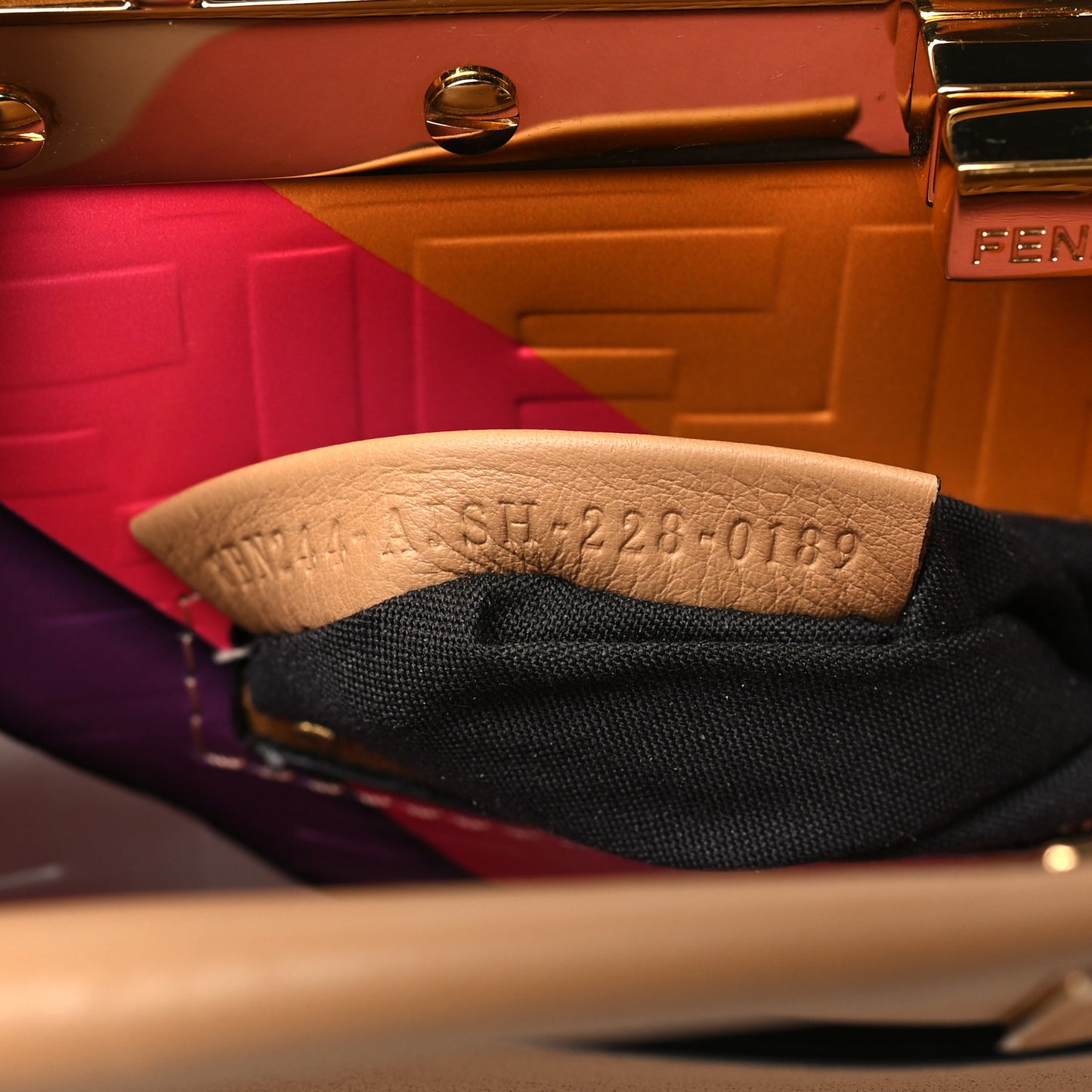 Vitello Seta Nappa FF Embossed Mini Peekaboo Iconic Satchel Miele Scuro
