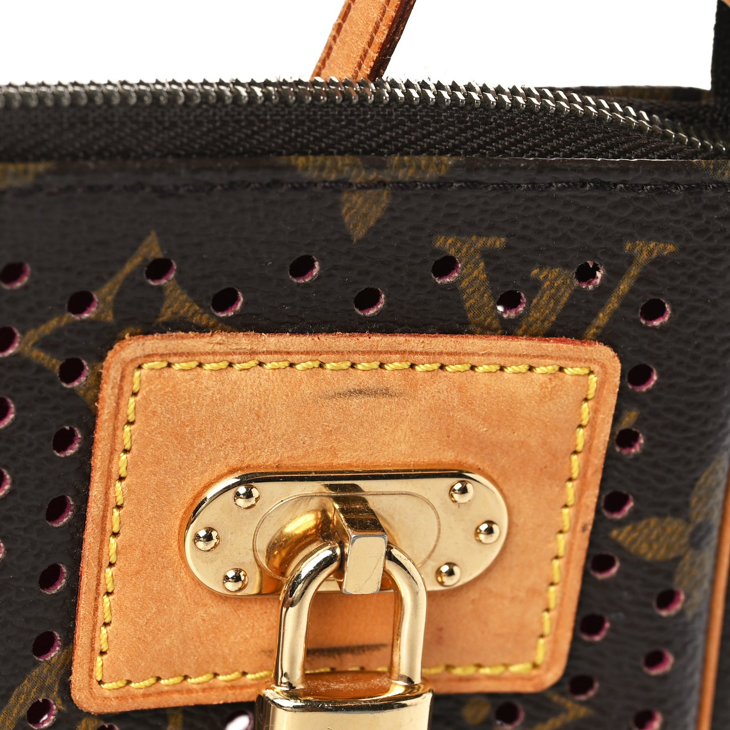 Monogram Perforated Pochette Accessories Bag Fuchsia