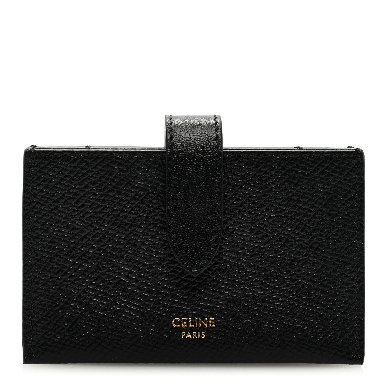 Celine Grained Shiny Calfskin Accordion Card Holder Black 1403987 