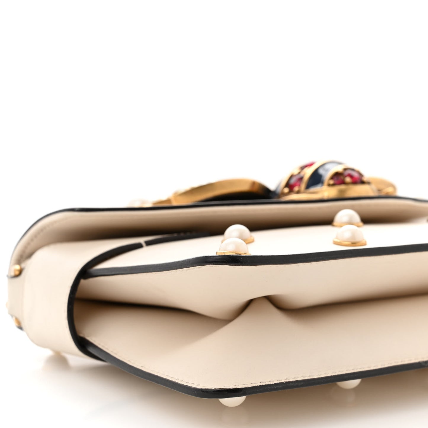 Nappa Pearl Studded Mini Queen Margaret Broadway Shoulder Bag Mystic White