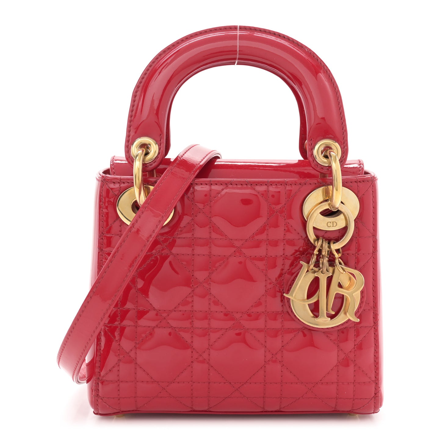 Patent Cannage Mini Lady Dior Red