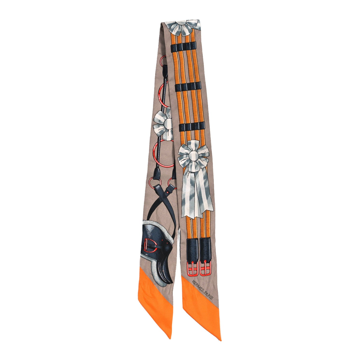 Hermes Silk Jumping Twilly Beige Cendre Orange Anthracite 2 of 4