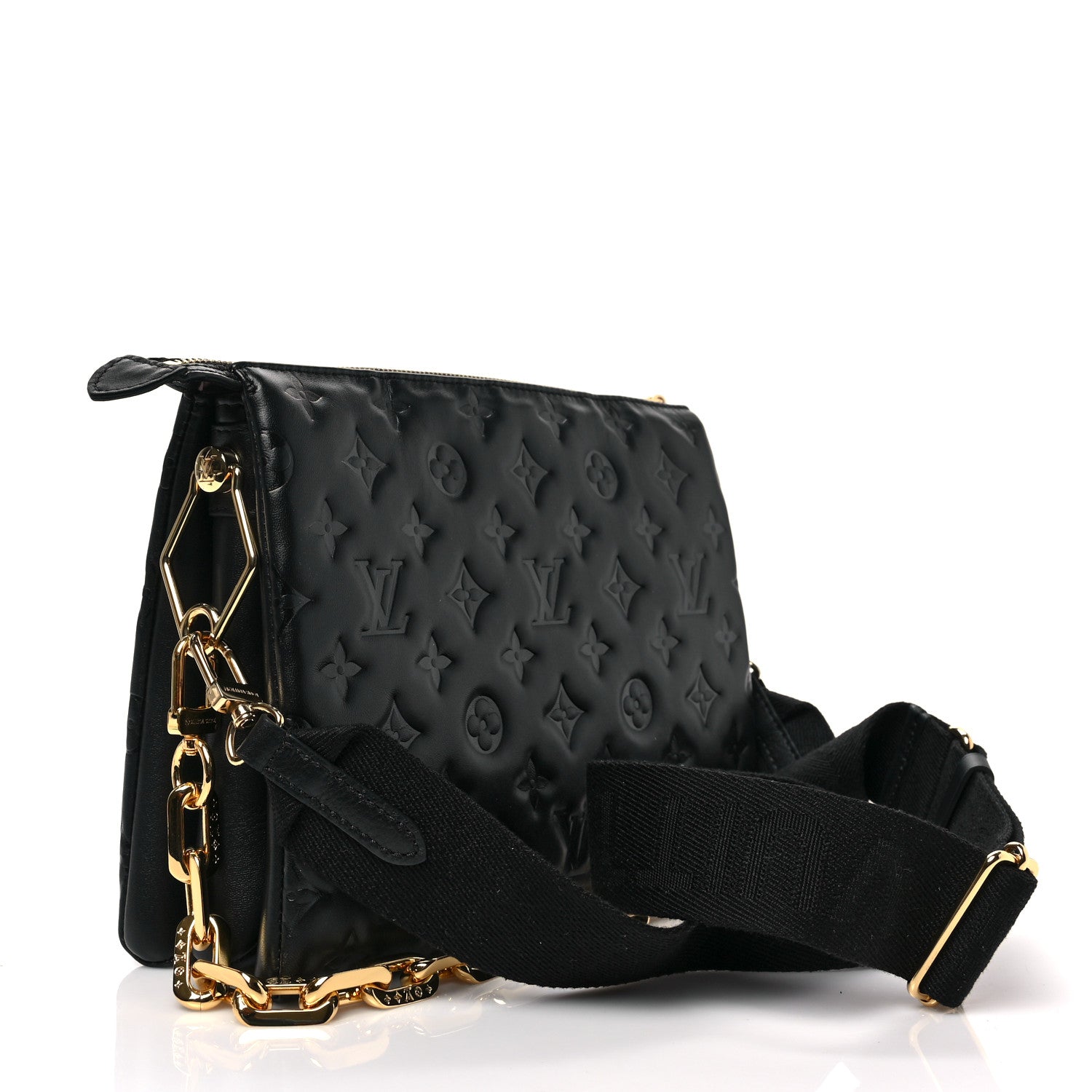 Louis Vuitton Lambskin Embossed Monogram Coussin PM Black 3 of 7