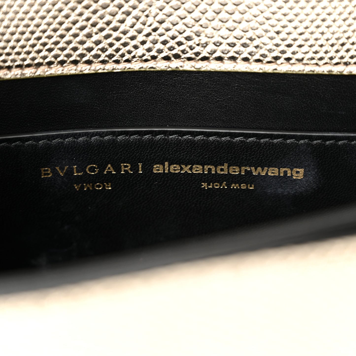 x ALEXANDER WANG Metallic Karung Serpenti Top Handle Belt Bag Light Gold