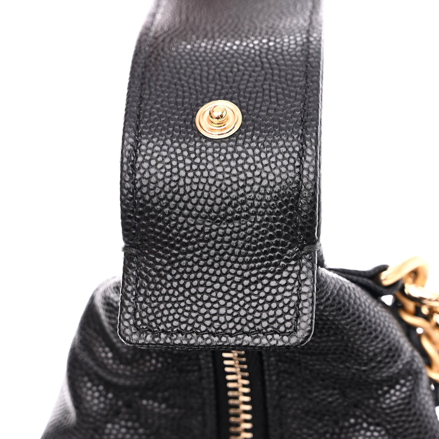 Shiny Caviar Quilted Bow Pouch Hobo Black