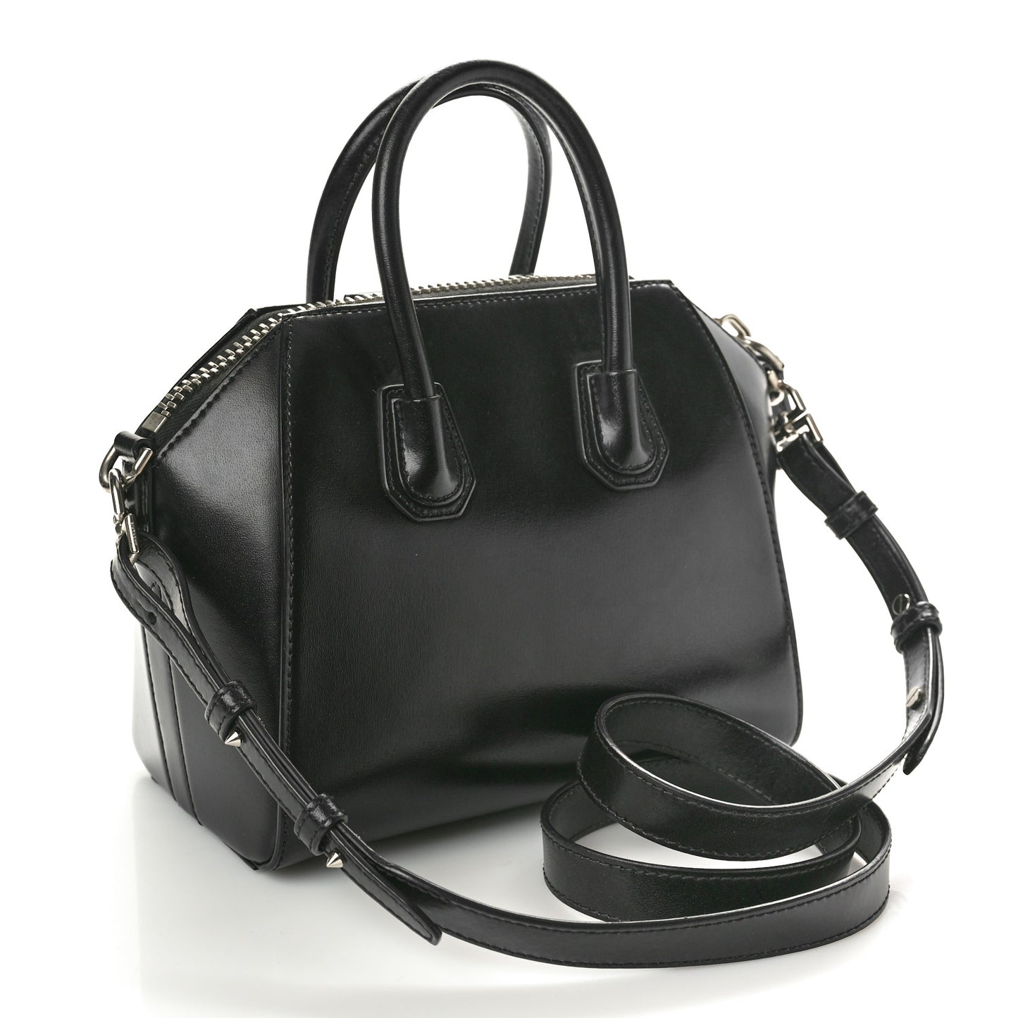 Shiny Lord Calfskin Mini Antigona Black