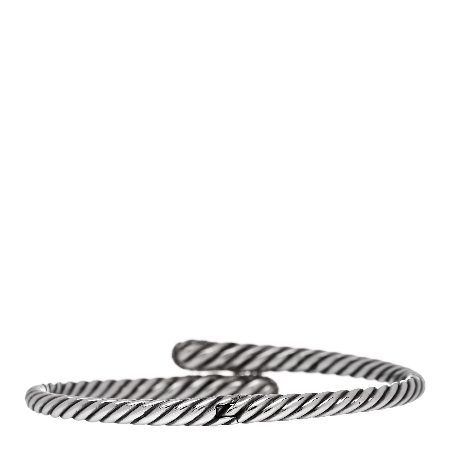 David Yurman Sterling Silver Diamond 12mm Willow Open Single Row Bracelet 2 of 5