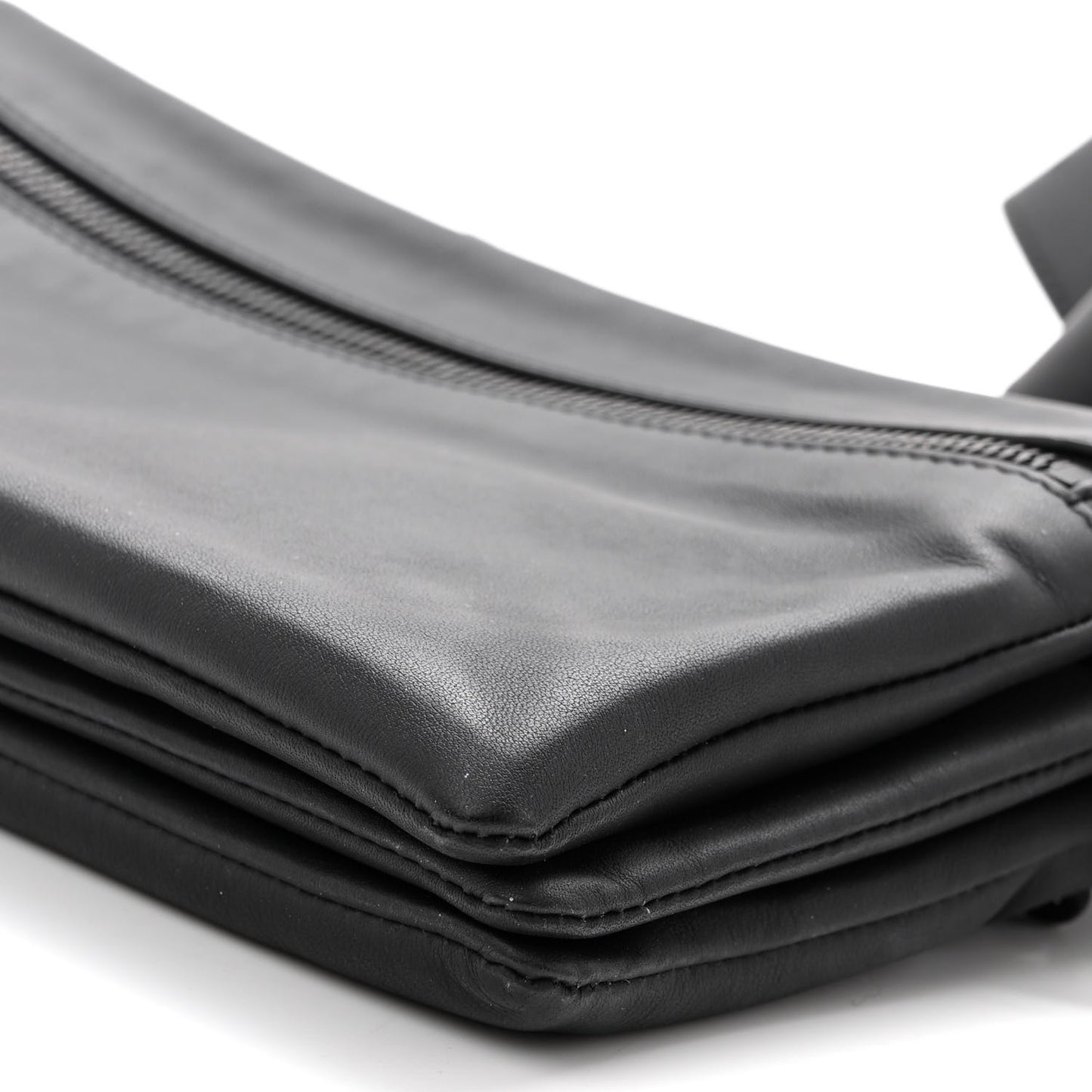 Nappa Fluid Triple Zip Messenger Bag Black