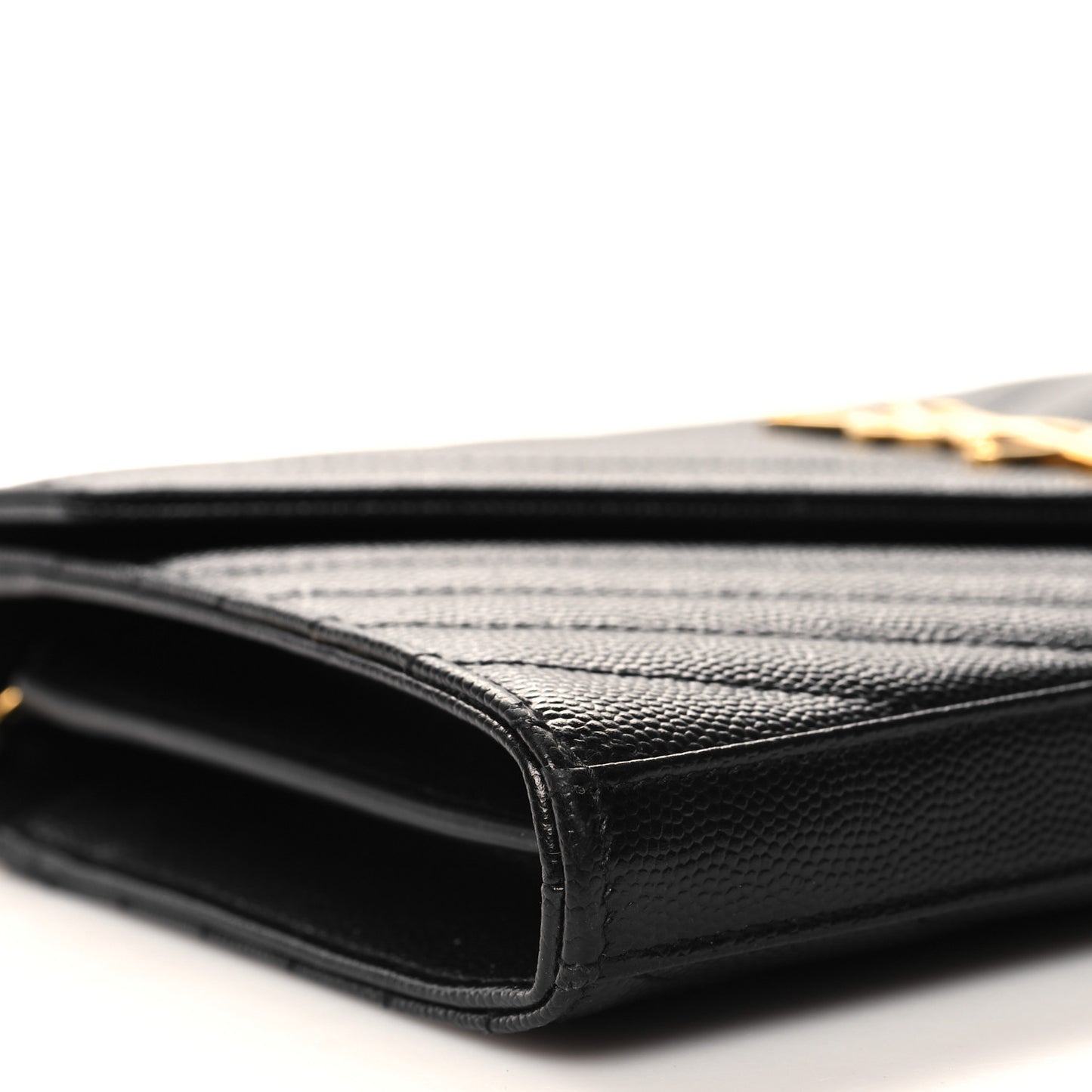Grain De Poudre Matelasse Chevron Monogram Chain Wallet Black