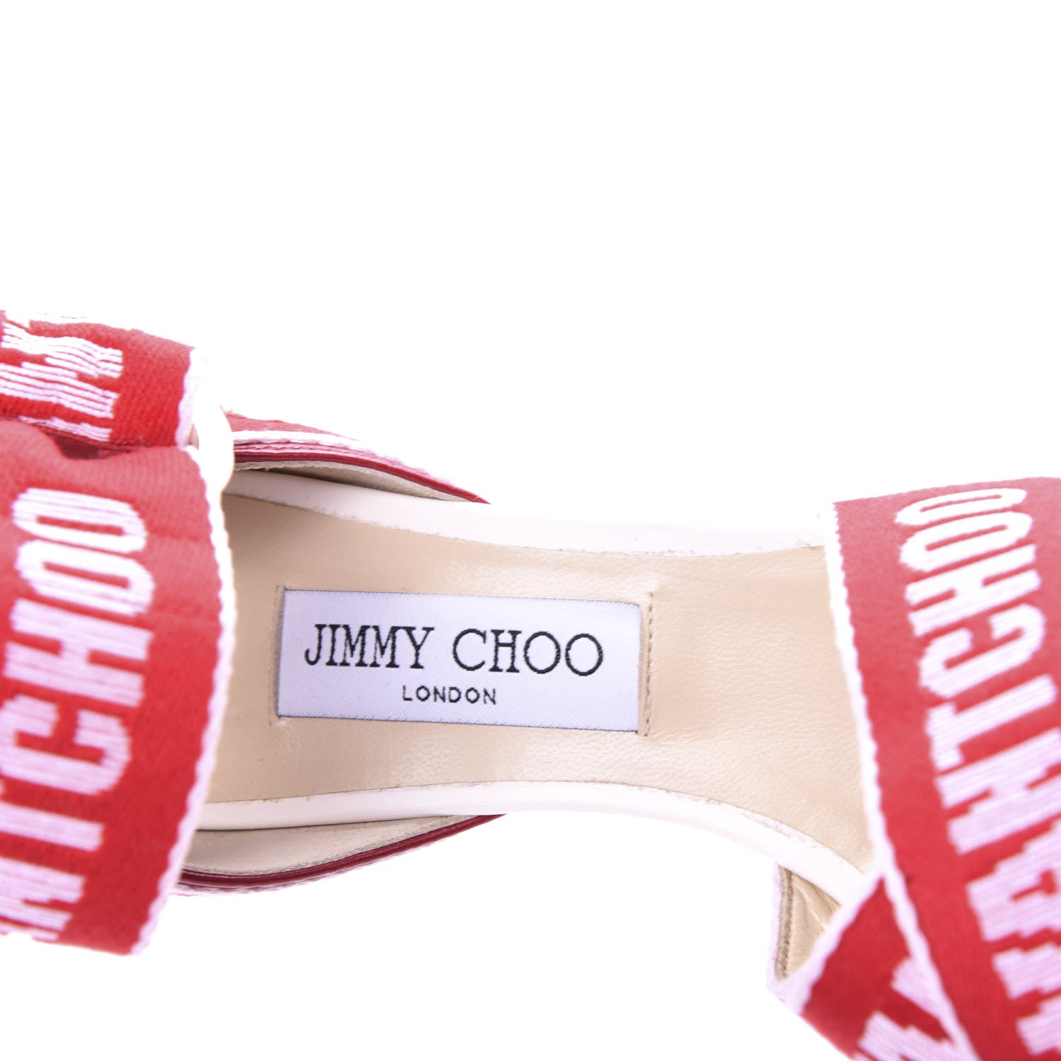 Jimmy Choo Canvas Bea 100 Pumps Red White 7 of 8