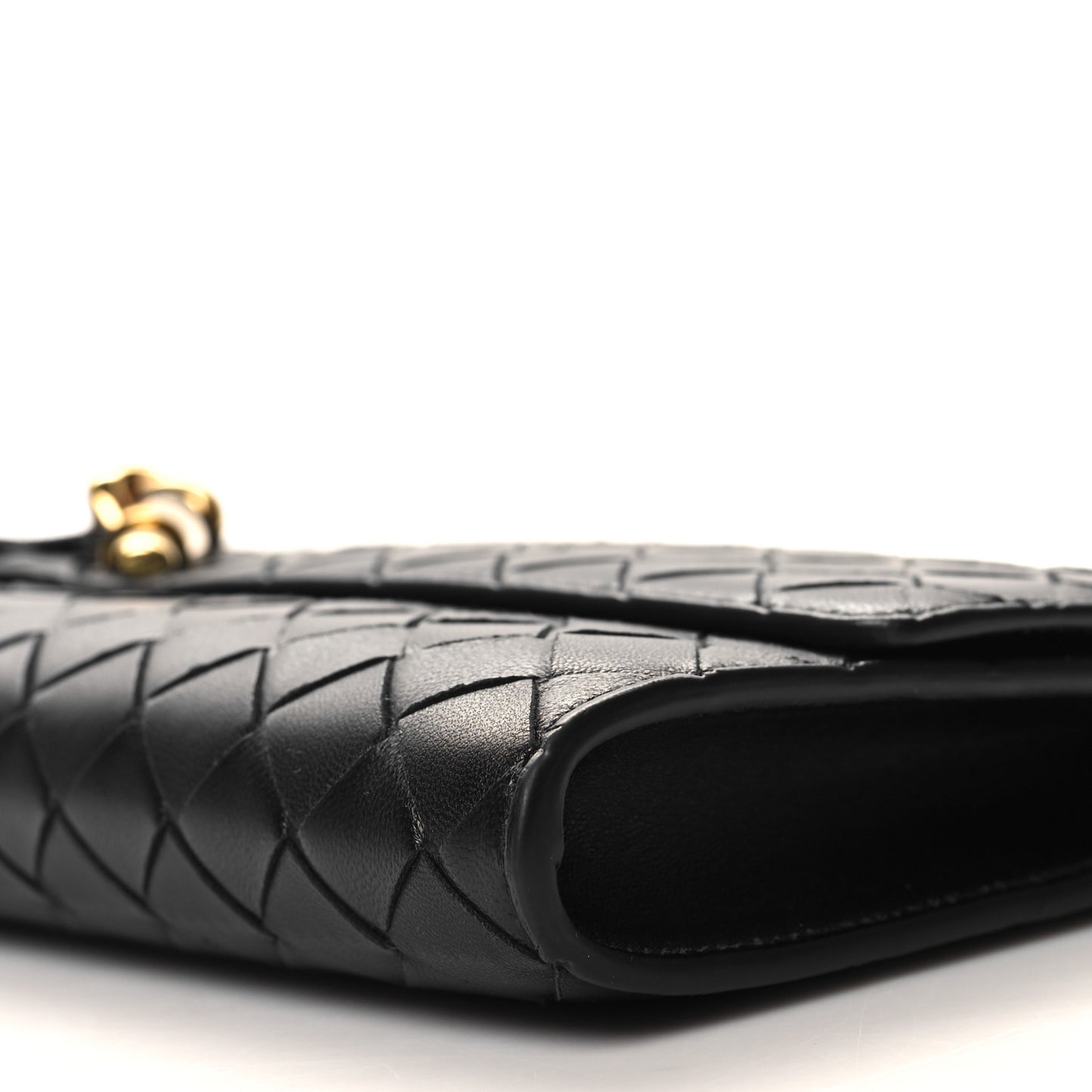 Nappa Intrecciato Long Andiamo Top Handle Clutch Black
