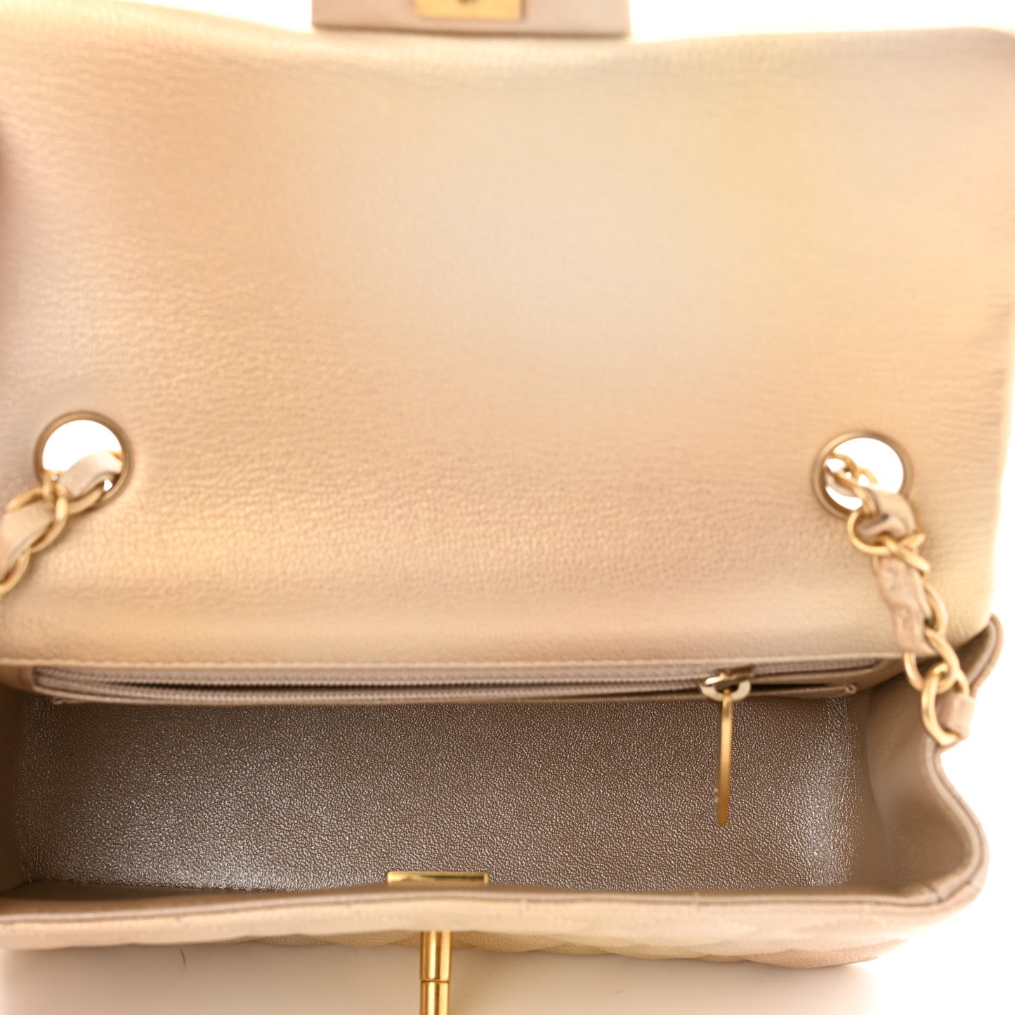 Metallic Goatskin Quilted Mini Rectangular Flap Gold