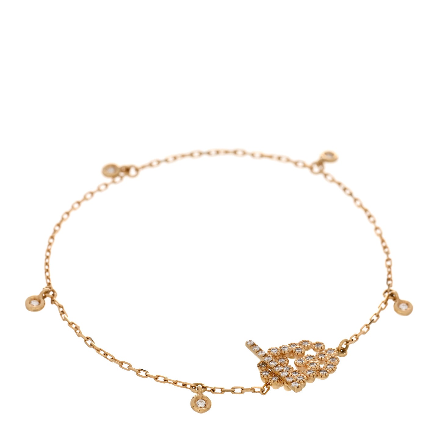 18K Yellow Gold Diamond GG Running Bracelet