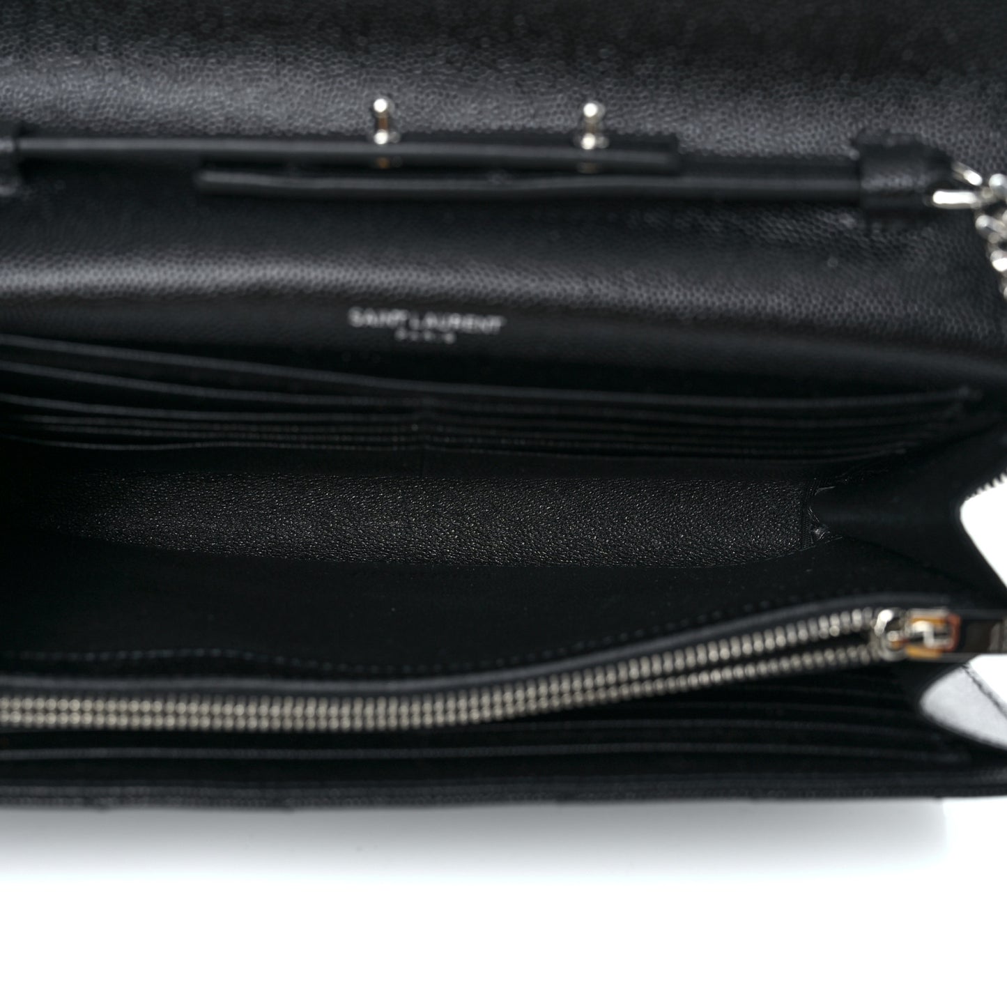 Grain De Poudre Matelasse Chevron Monogram Chain Wallet Black