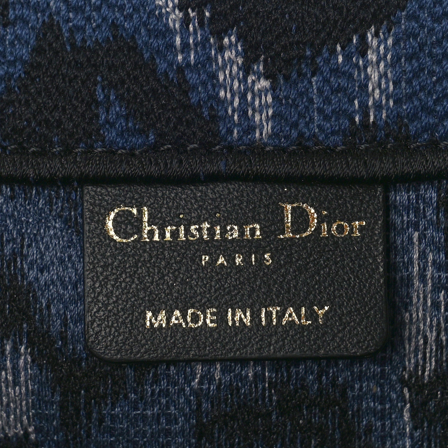 Christian Dior Canvas Mizza Embroidered Medium Leopard Book Tote Blue 6 of 9