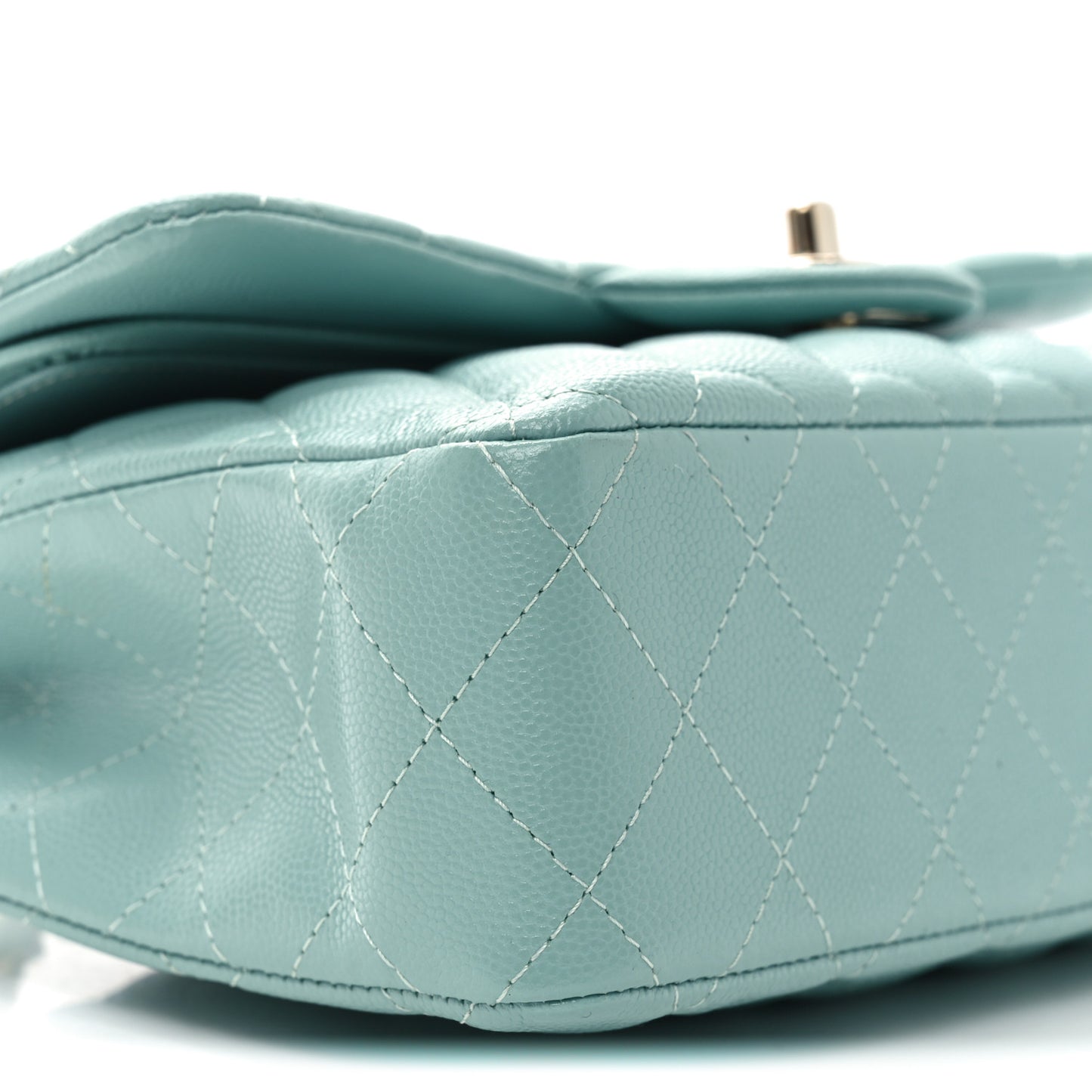 Caviar Quilted Small Double Flap Light Blue