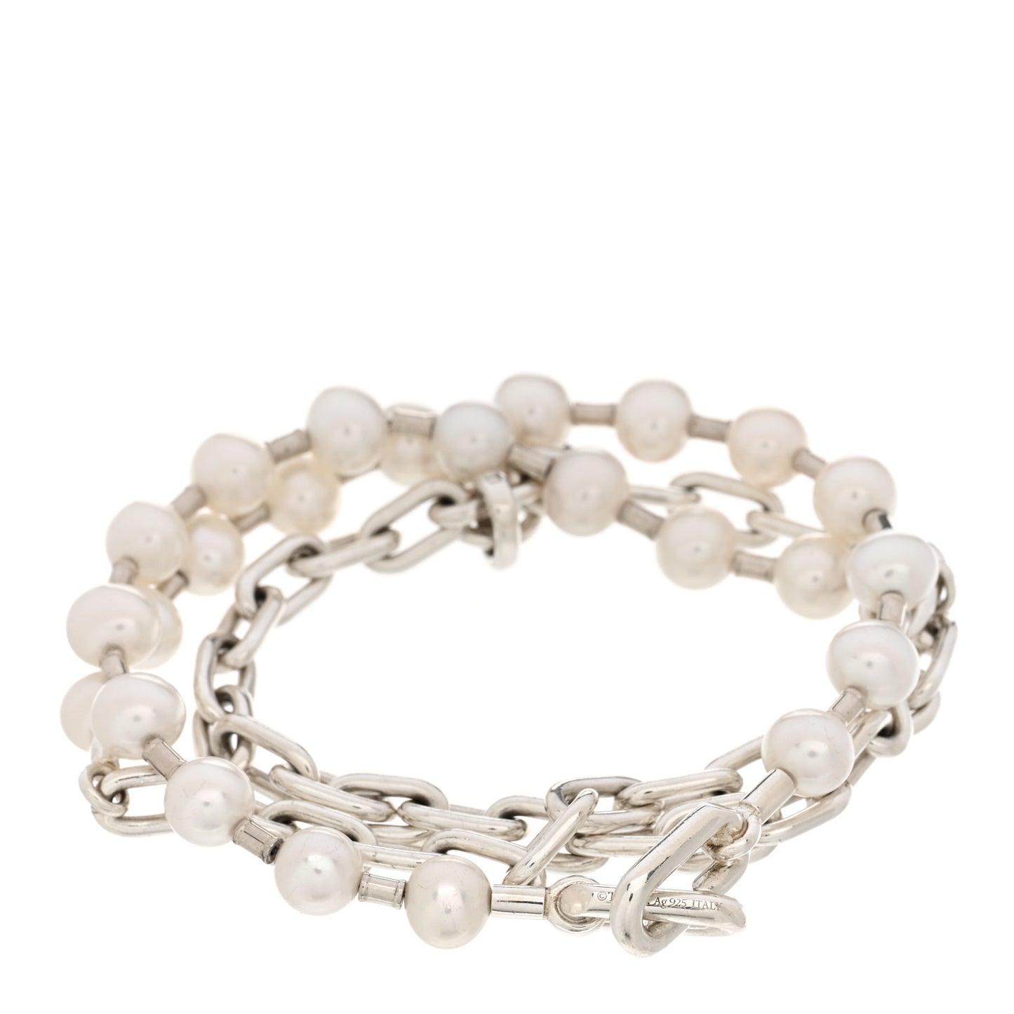 Sterling Silver Pearl HardWear Lock Bracelet