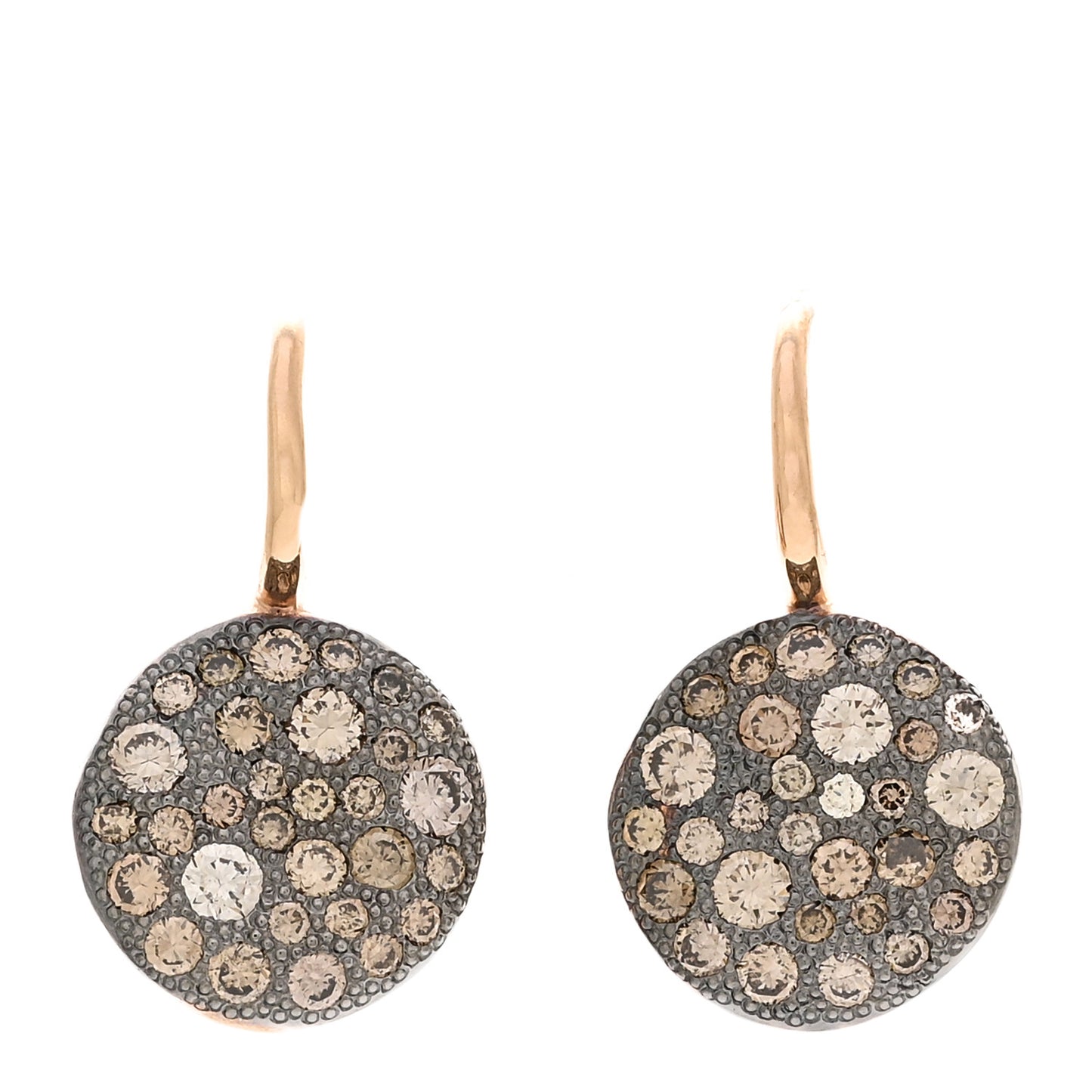 18K Rose Gold Brown Diamond Sabbia Disc Earrings