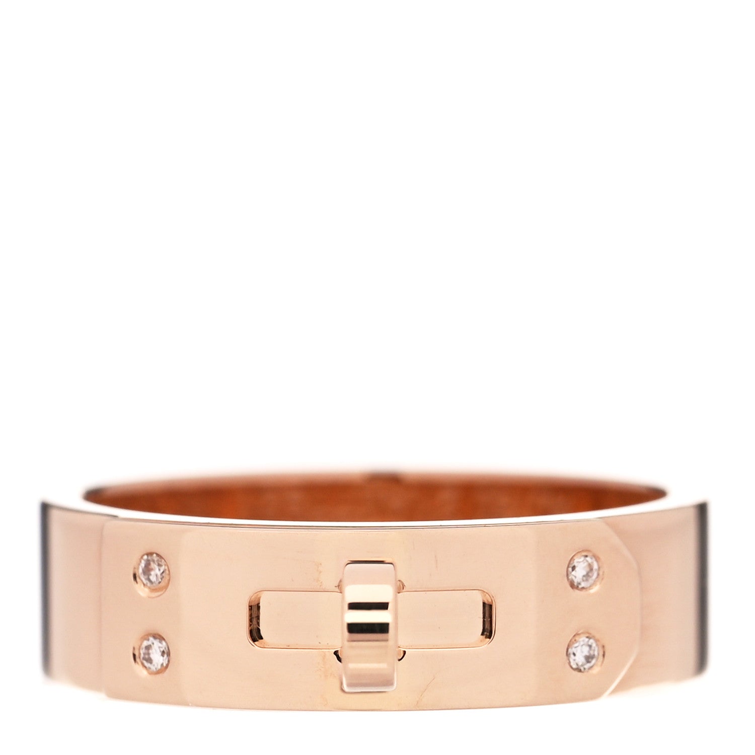 Hermes 18K Rose Gold Diamond PM Kelly Ring 50 5.5 1 of 5