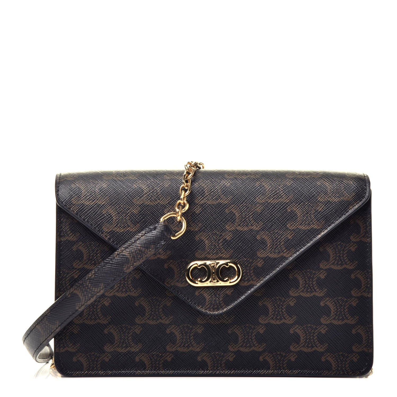 Celine Triomphe Canvas Maillon Wallet On Chain Bag Tan 733381