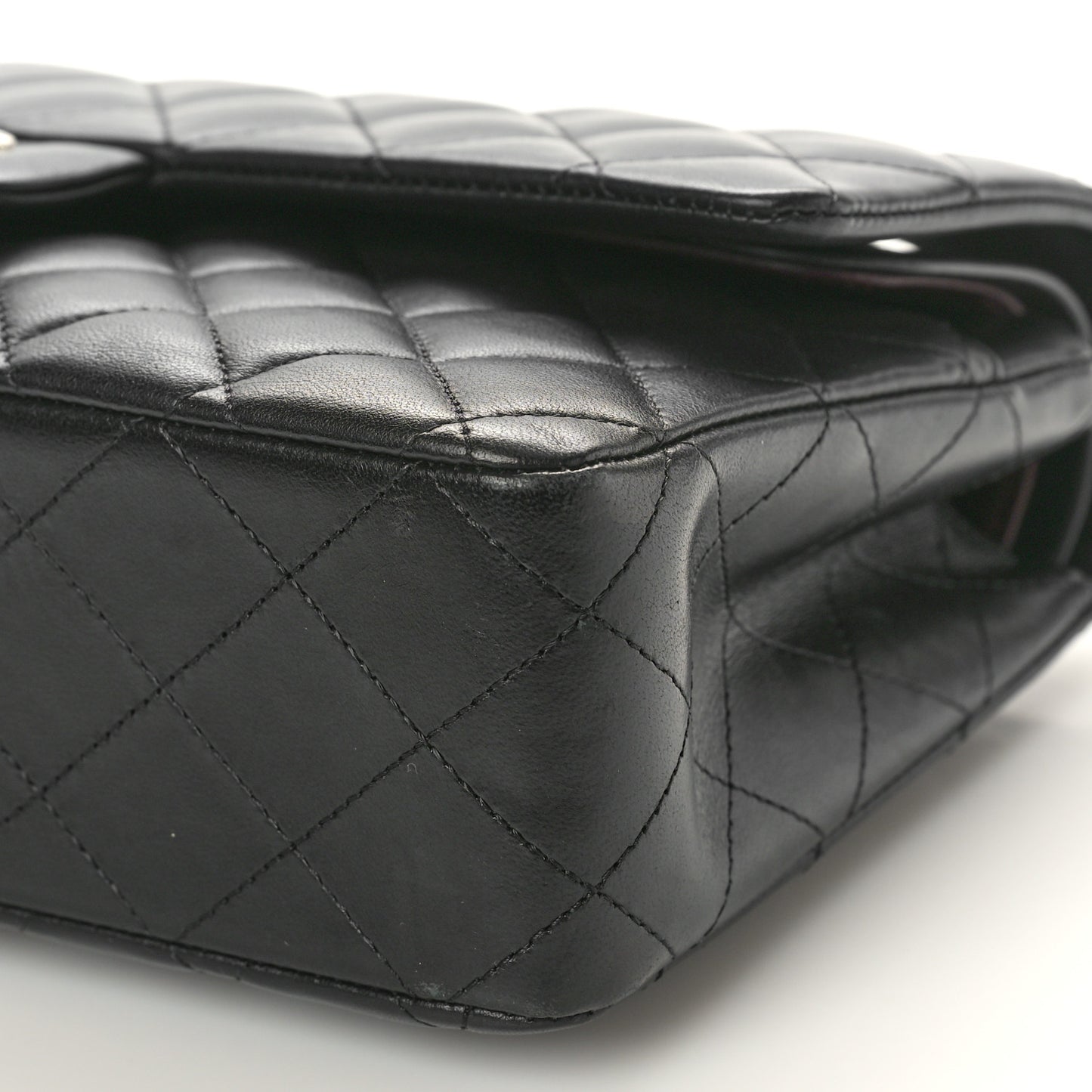 Lambskin Quilted Medium Double Flap Black