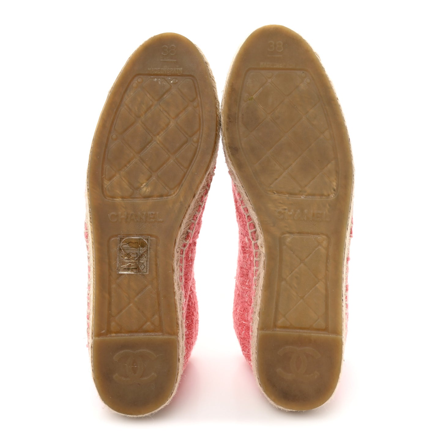 Tweed Grosgrain CC Espadrilles 38 Pink