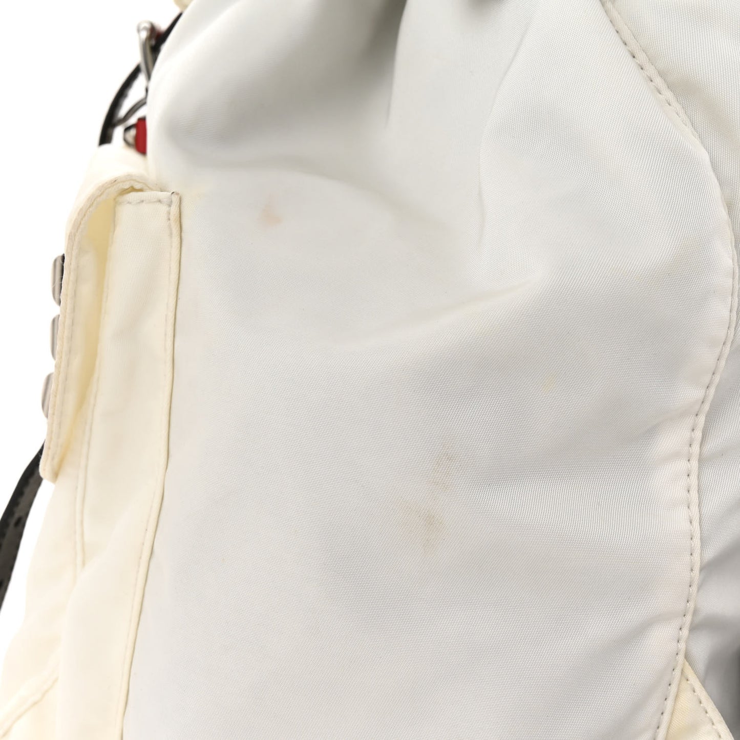 Nylon New Vela Studded Backpack White Fuoco