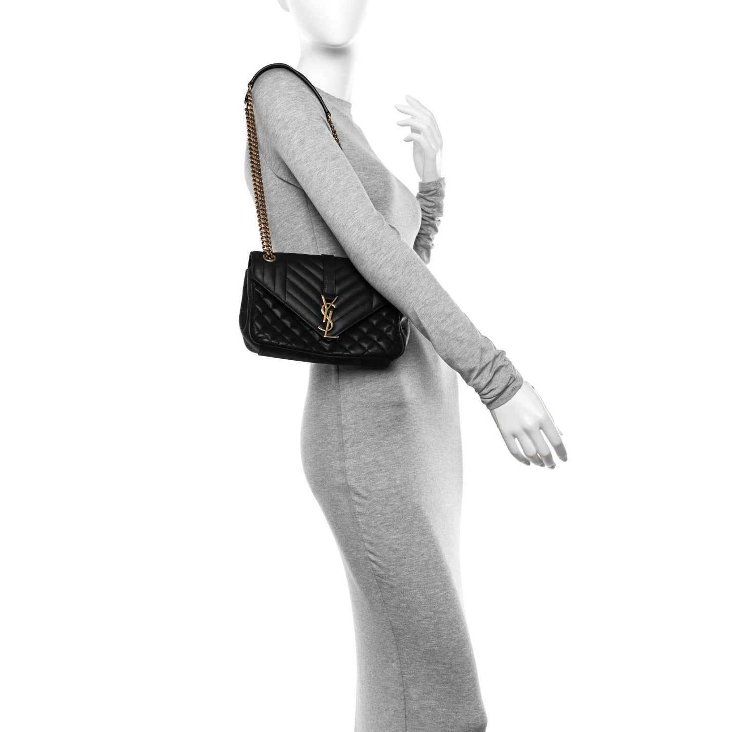 Calfskin Mixed Matelasse Triquilt Small Monogram Satchel Black