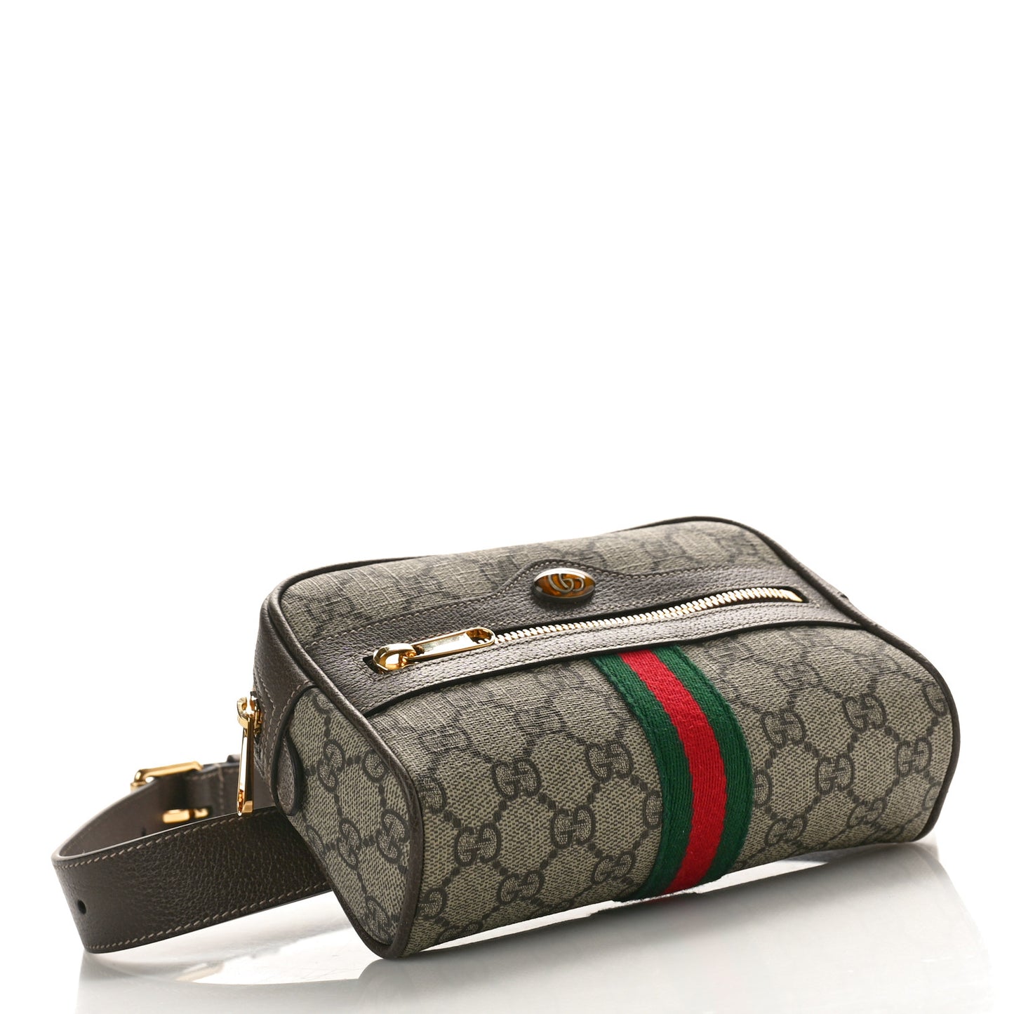 GG Supreme Monogram Web Small Ophidia Belt Bag 75 30 Dark Brown