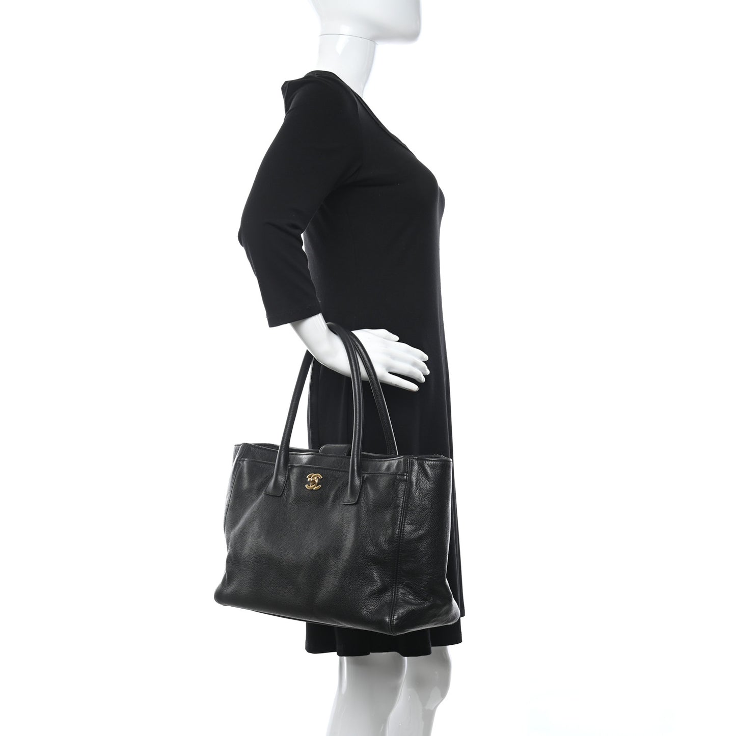 Calfskin Cerf Executive Shopper Tote Black