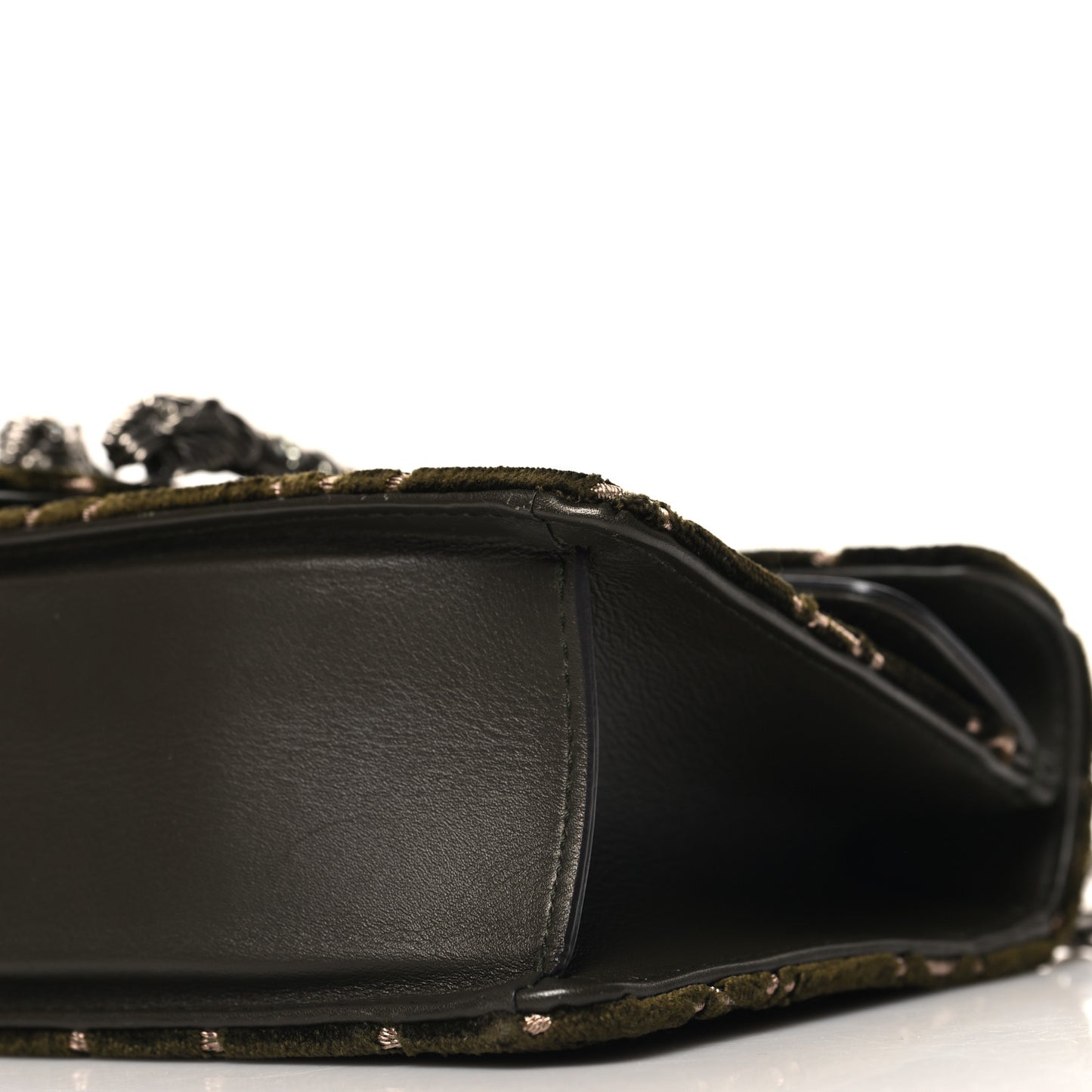 Velvet Moon Calfskin Crystal GG Monogram Small Dionysus Shoulder Bag Dark Olive Rose Gold