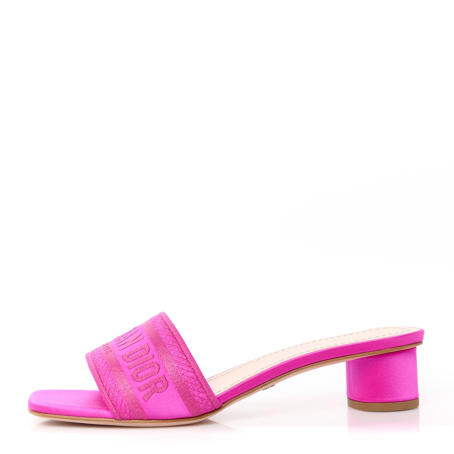 Satin Dioriviera Embroidered Dway 35mm Slide Sandals 39 Rani Pink