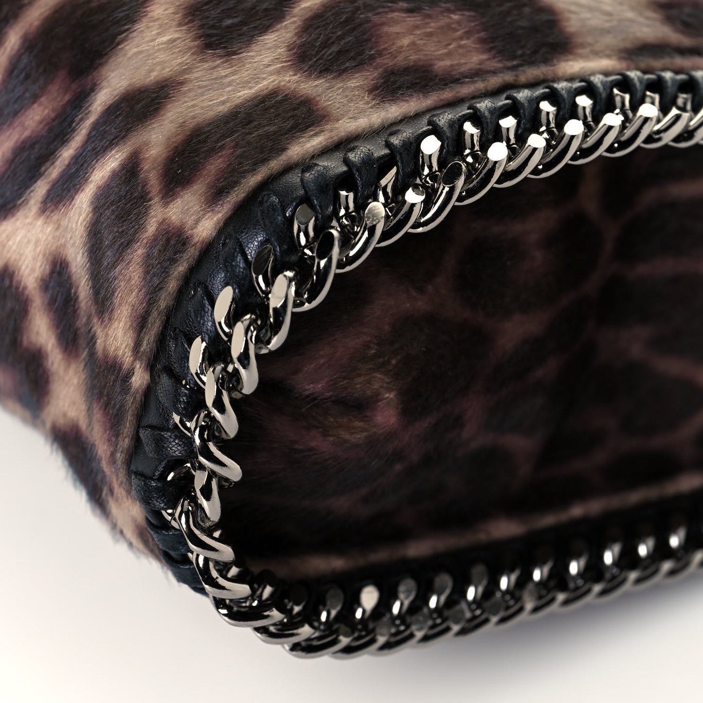 Faux Calf Hair Leopard Print Small Falabella Tote Brown