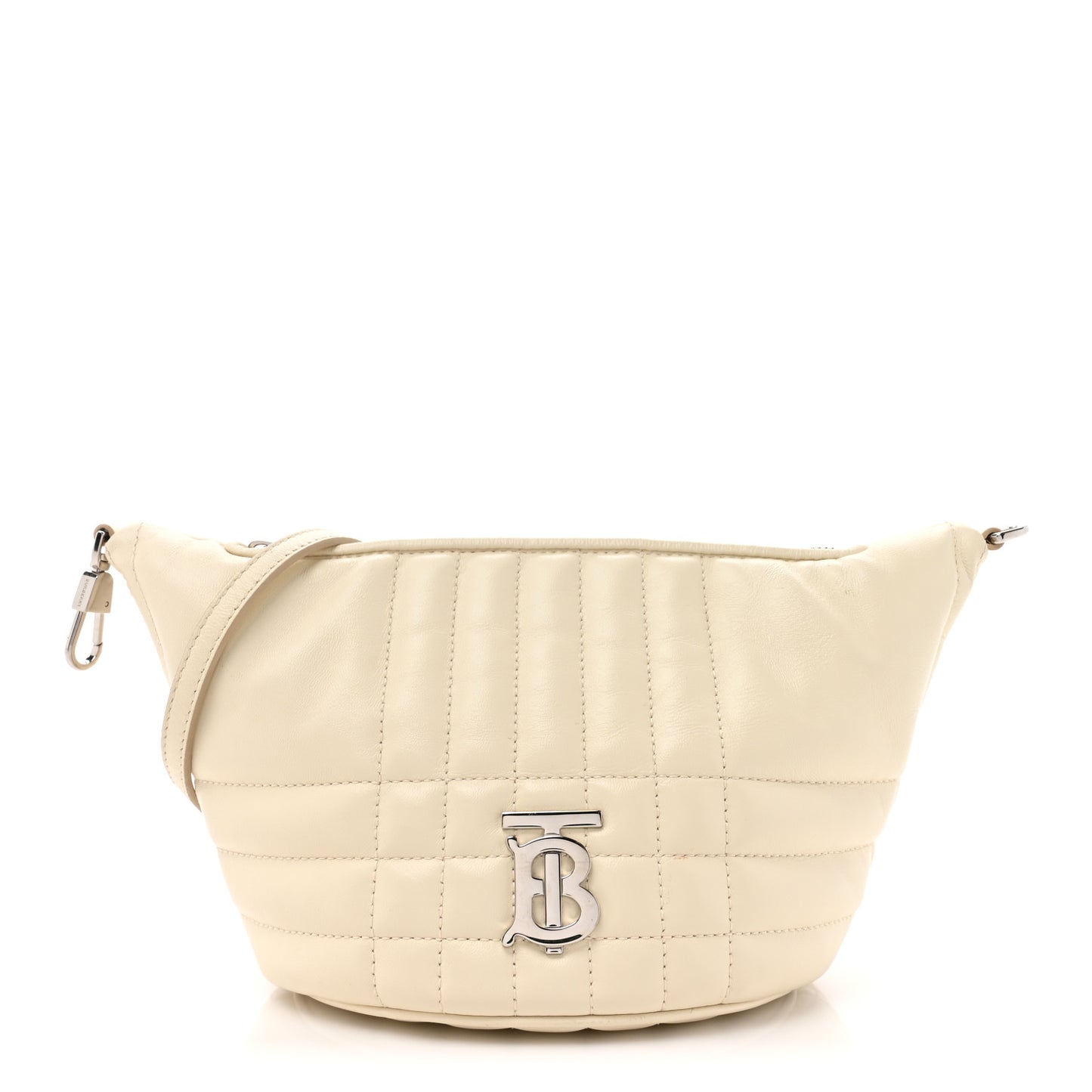 Lambskin Quilted Small Crescent Lola Bag Pale Vanilla