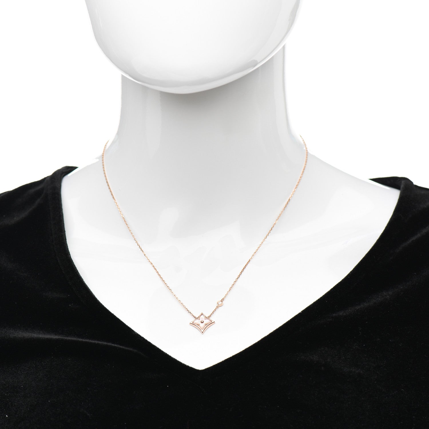 Louis Vuitton 18K Pink Gold Diamond Pink Mother of Pearl Color Blossom BB Star Pendant Necklace 2 of 6