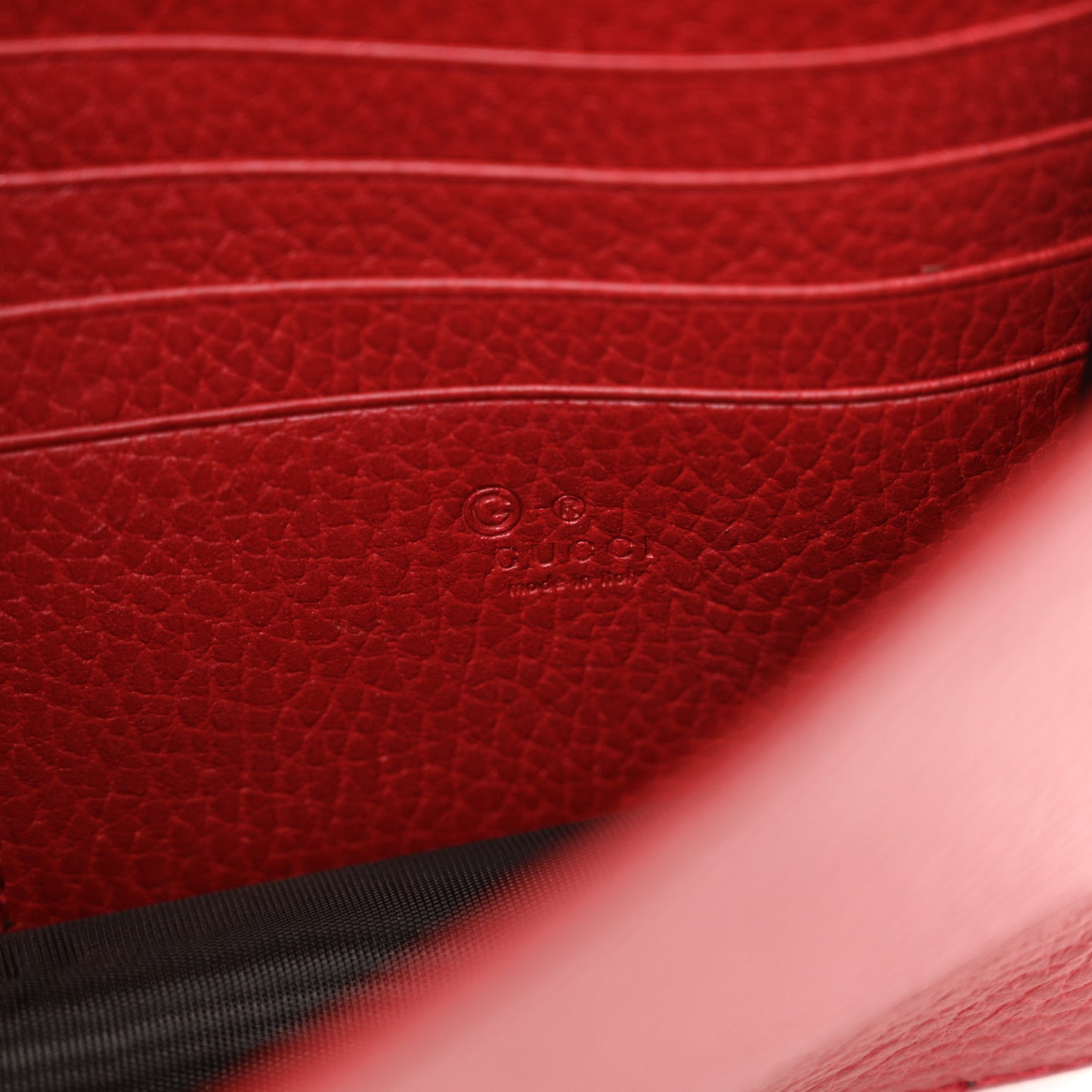 Dollar Calfskin Interlocking G Chain Wallet Red