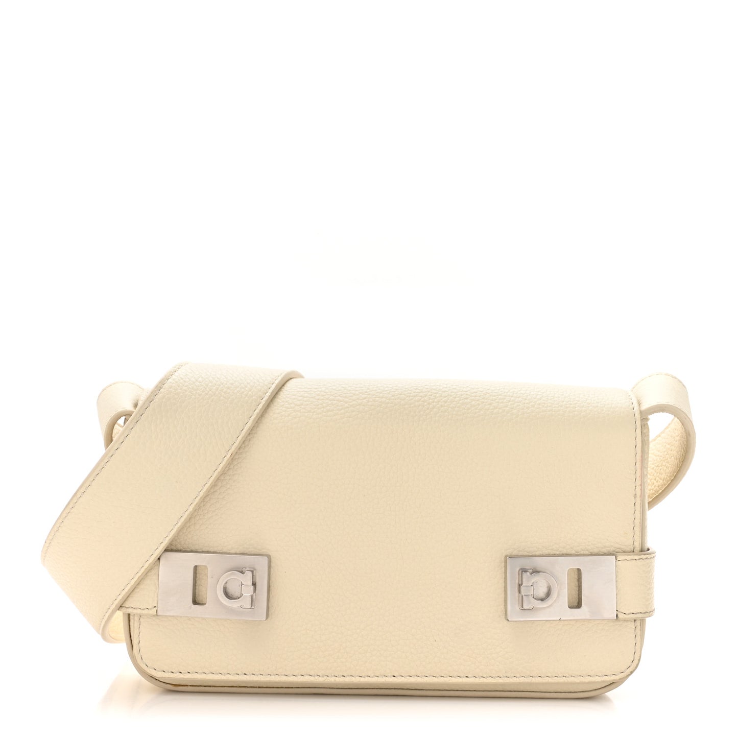 Calfskin Gancini Twins Crossbody Bag White