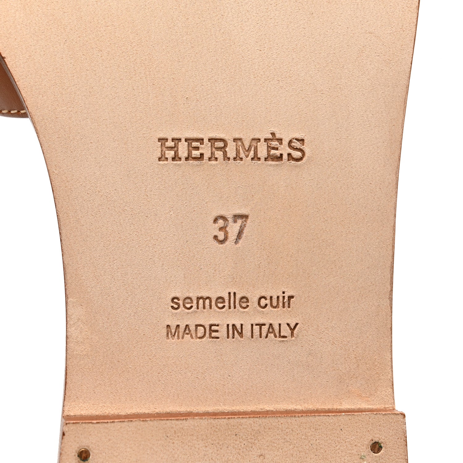 Hermes Box Calfskin Oran Sandals 37 Gold 7 of 11