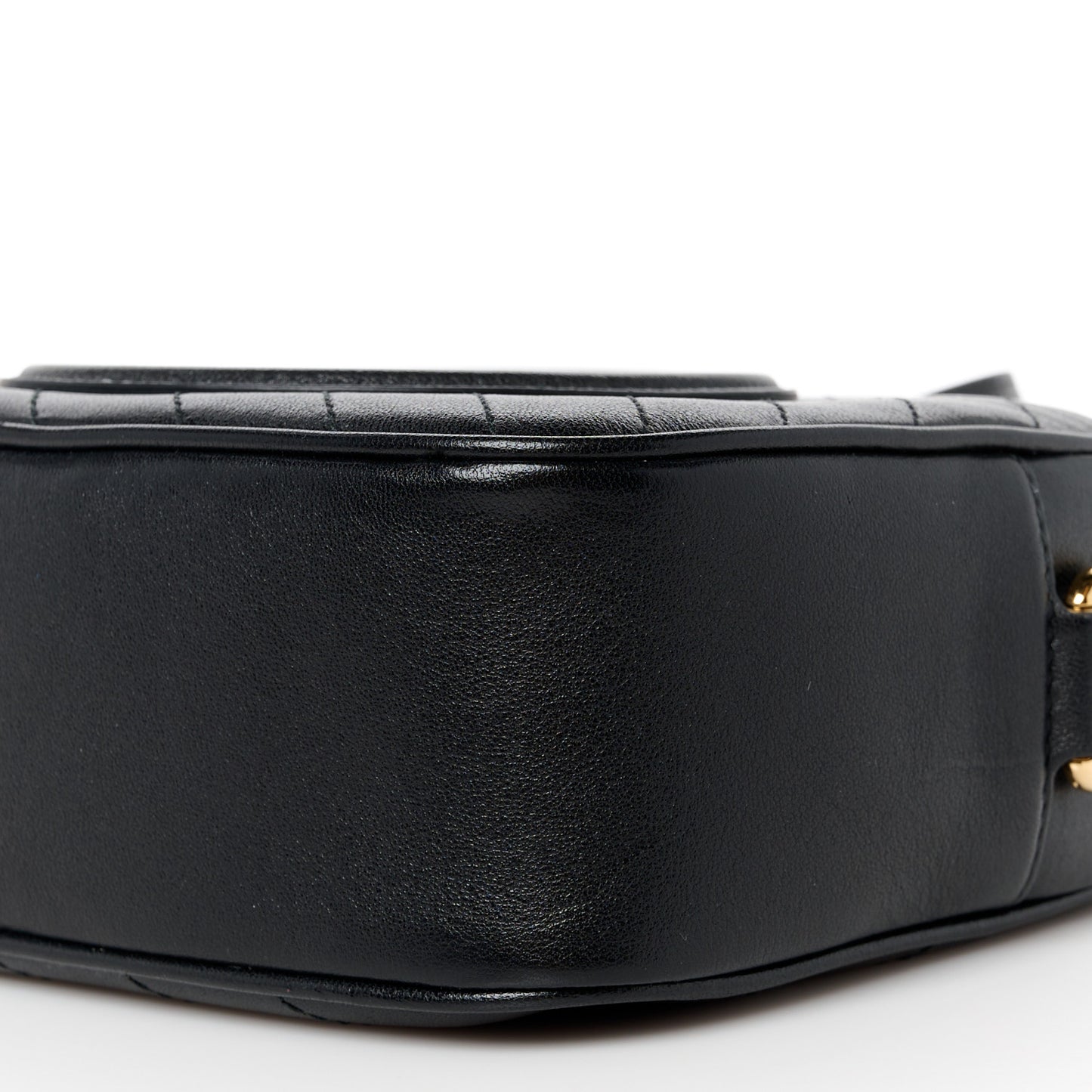 Sakai Be Green Calfskin Diagonal Stitched Small Blondie Shoulder Bag Black