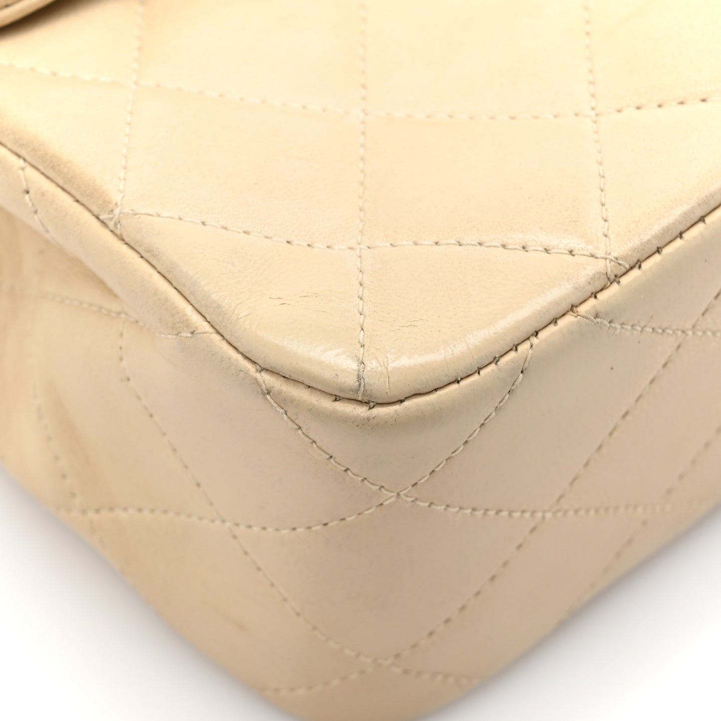 Lambskin Quilted Small Single Flap Beige