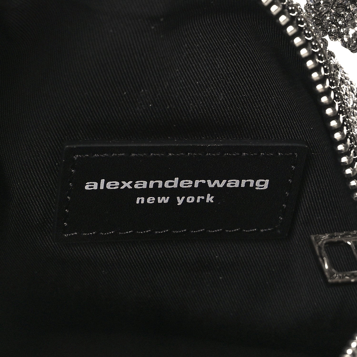 Alexander Wang Mesh Crystal Rhinestone Mini Scrunchie Clutch Black Silver 6 of 8