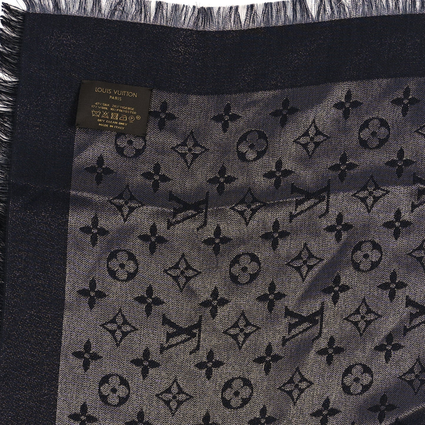 Silk Lurex Wool Monogram Shine Shawl Black