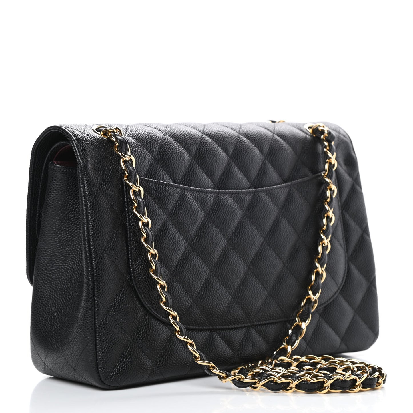 Caviar Quilted Jumbo Double Flap Black
